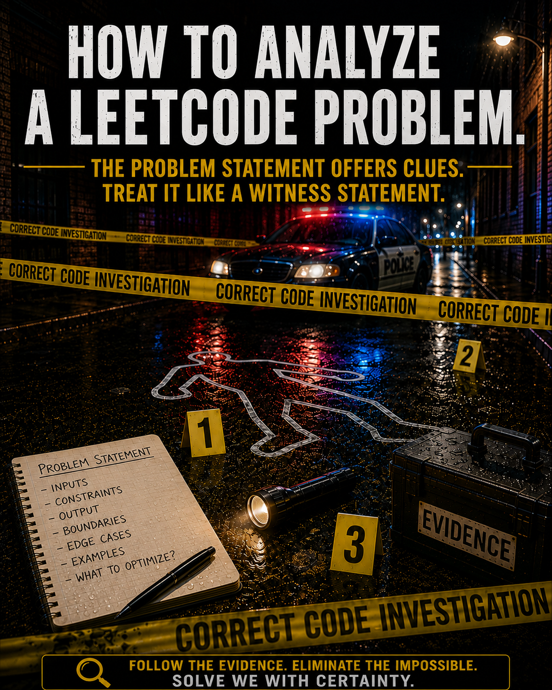 Correct Code Investigation cover showing a problem statement treated like a witness statement