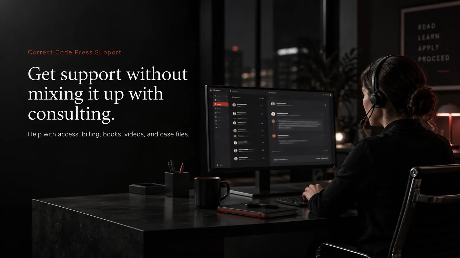 Correct Code Press customer support for accounts, billing, and learning access