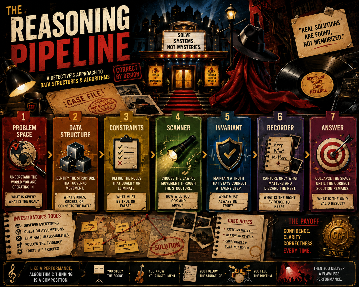 CCF reasoning pipeline from problem space to proof